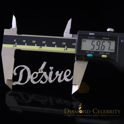 DiamondCelebritees White Desire Letter 925 Sterling Silver Pendant 2.49ct Cubic Zirconia stone
