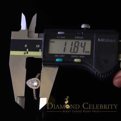 King Of Blings  10K Yellow Gold 1.50CT 'VVS' 'FL' D clr Pear Cut Moissonite Womens Ring Size 7