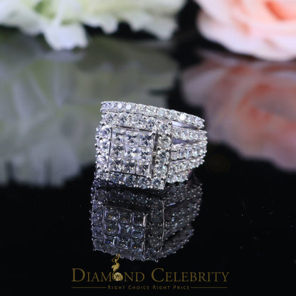 DiamondCelebritees 925 Sterling White Silver Round Cubic Zirconia Luxury Bridal Set Ring Size 8