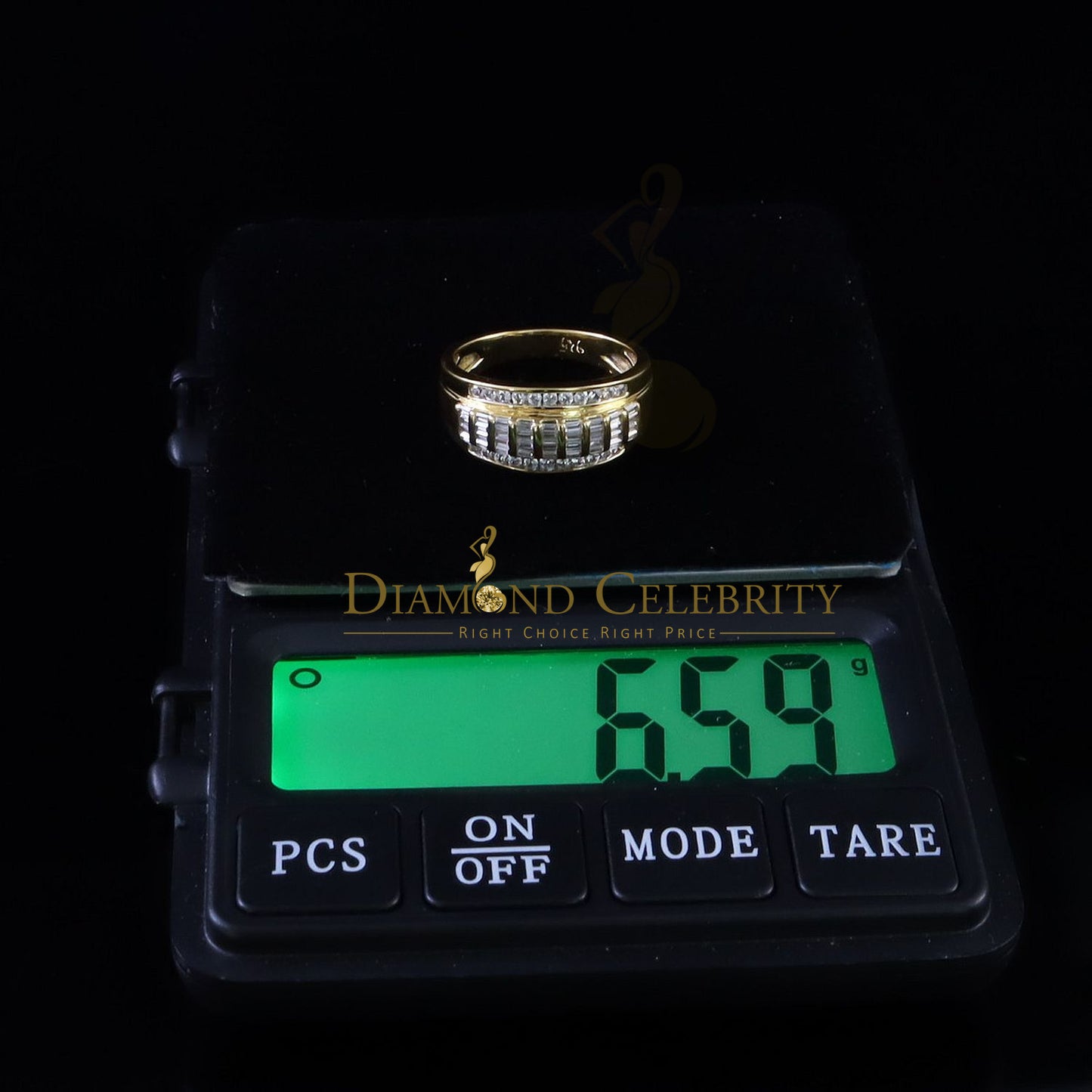 DiamondCelebritees 925 Yellow 1.75ct Cubic Zirconia Silver Men's Adjustable Ring From SZ 9 to 11