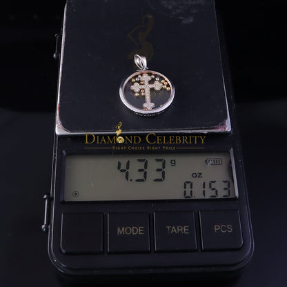 DiamondCelebritees Attractive White 925 Sterling Silver Charming Cross Pendant with Cubic Zirconia