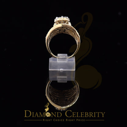 DiamondCelebritees Women's 6.00ct. Cubic Zirconia 925 Yellow Sterling Silver Floral Ring Size 8