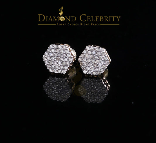 DiamondCelebritees Real Diamond 0.50CT 10K Real Yellow Gold Men's/Women's Stud Round Earring