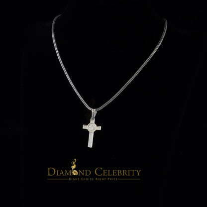 DiamondCelebritees 925 Sterling Silver Men's/Women's Jesus Cross Pendant White Religious