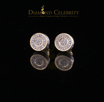 DiamondCelebritees 10K Real Yellow Gold Men's/Women's Real Micro Diamond 0.15CT Stud Earring