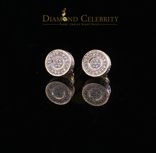 DiamondCelebritees 10K Real Yellow Gold Men's/Women's Real Micro Diamond 0.15CT Stud Earring