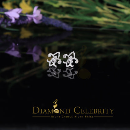DiamondCelebritees  925 White Silver 0.60ct Cubic Zirconia Fleur de Lis Screw Back Women's Earrings