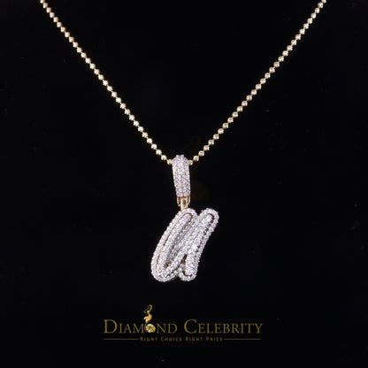 DiamondCelebritees Yellow Cursive 3D Alphabet Shape 925 Sterling Silver Cubic Zirconia Pendant