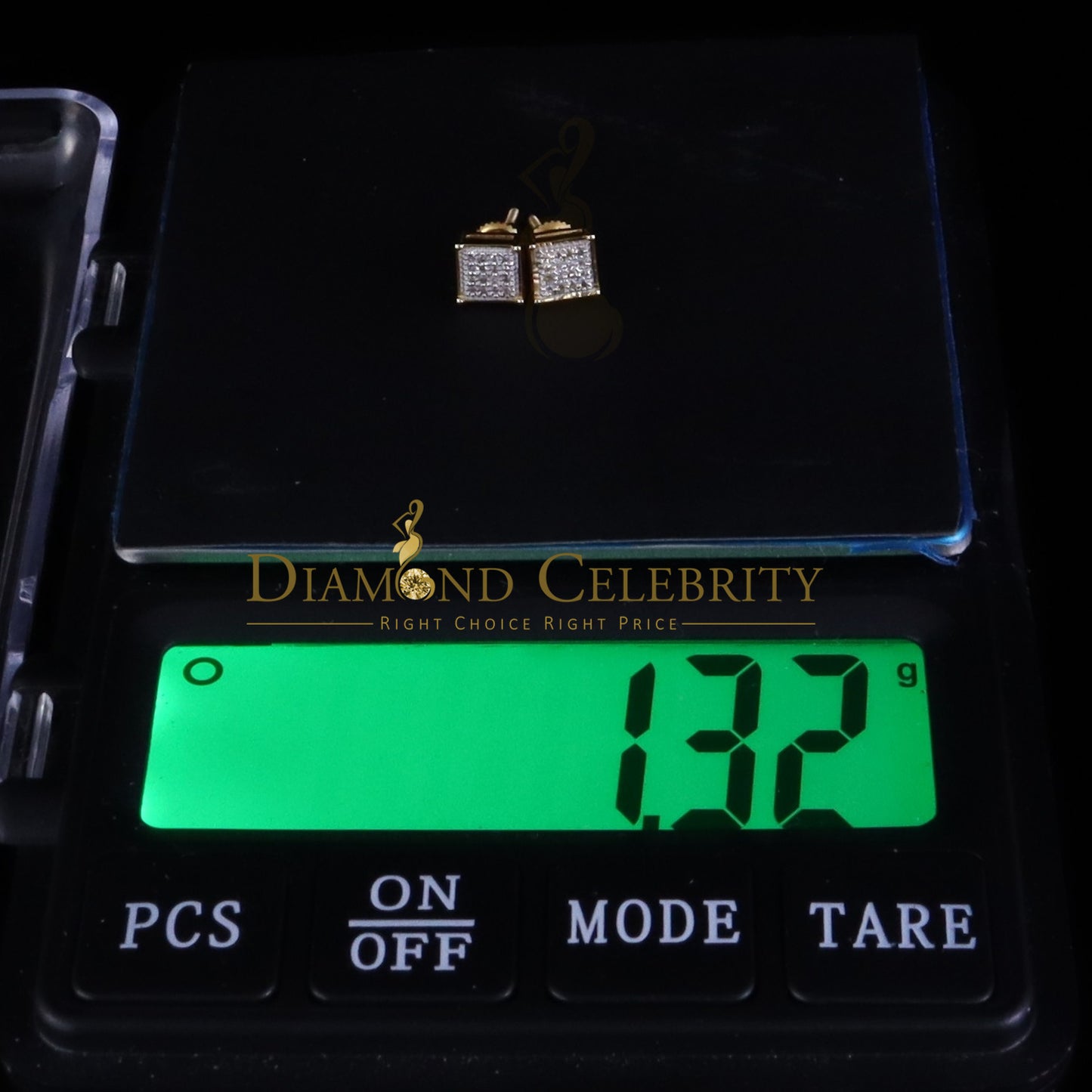 DiamondCelebritees 0.10ct Diamond Stud Earrings For Women Yellow 925 Silver Stud For Men