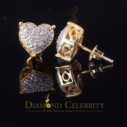DiamondCelebritees 0.10ct Diamond 925 Yellow Silver for Men's & Womens Stud Heart Cluster Earring