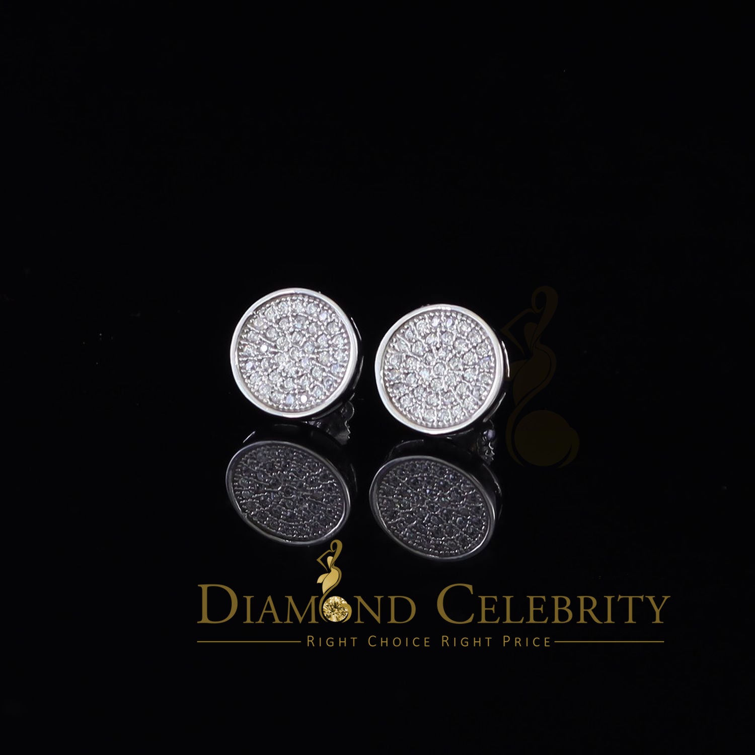 DiamondCelebritees  0.78ct Cubic Zirconia 925 White Silver Women's & Men's Hip Hop Round Earrings