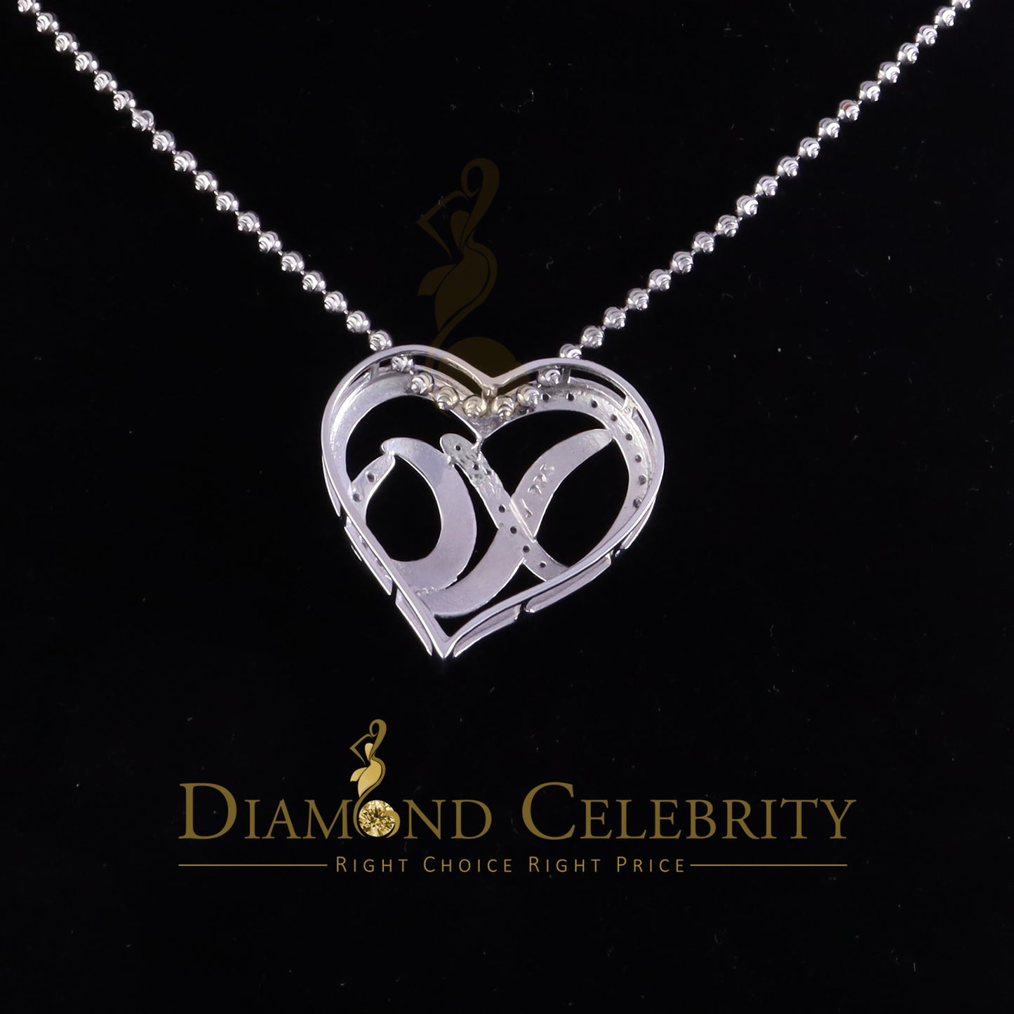 DiamondCelebritees White 925 Sterling Silver Heart and XO Shape Pendant 0.21ct Cubic Zirconioa