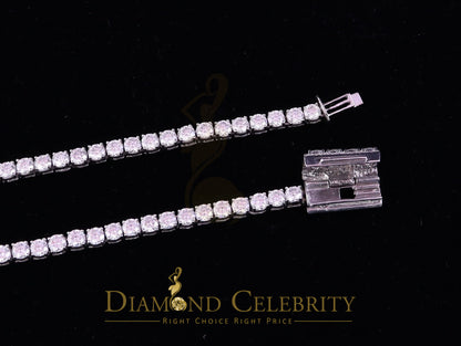 DiamondCelebritees 30ct White Moissanite 925 Silver Tennis Men's Necklace size 22inch & Width 4mm