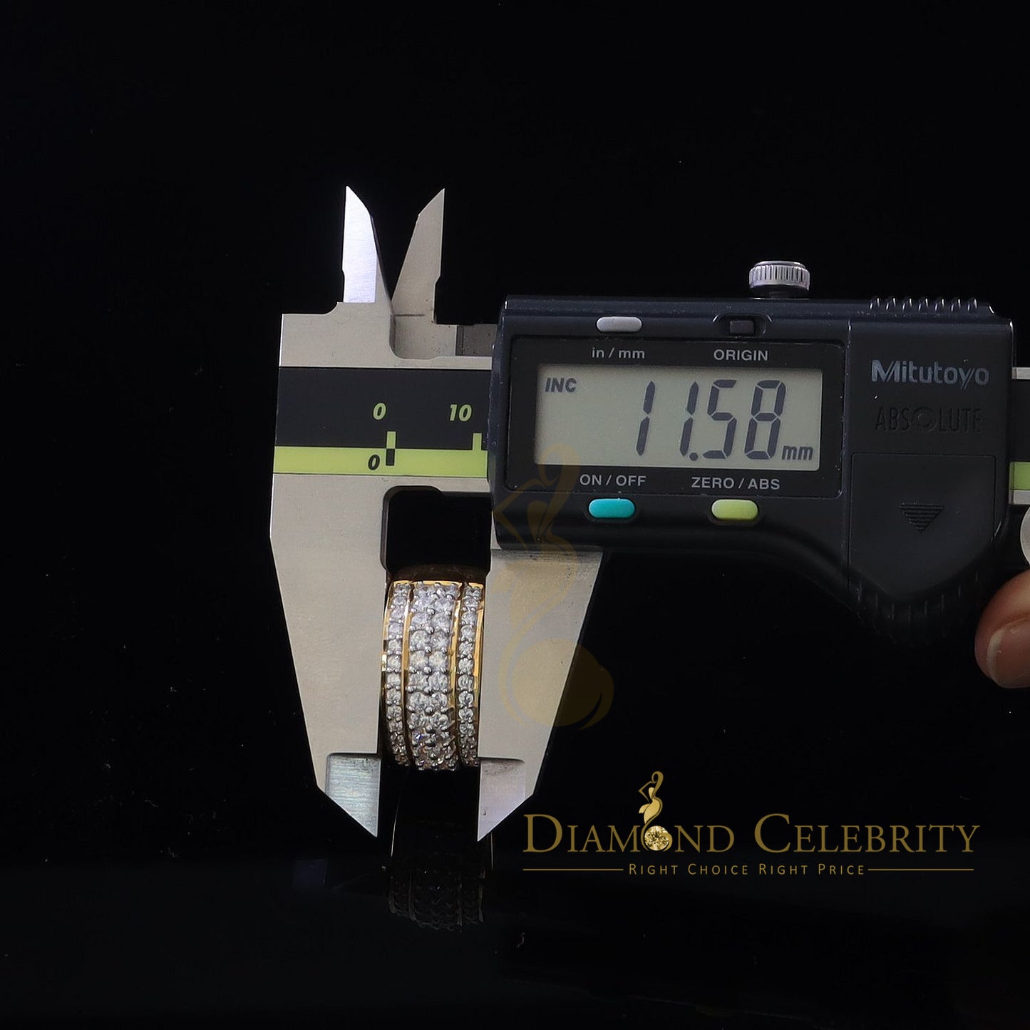 DiamondCelebritees 925 Sterling Yellow Silver 6.00ct Cubic Zirconia Round For Men's Ring Size 8