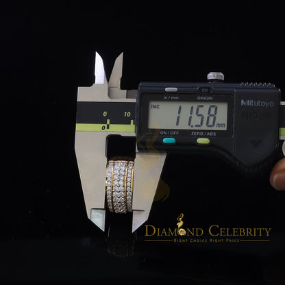 DiamondCelebritees 925 Sterling Yellow Silver 6.00ct Cubic Zirconia Round For Men's Ring Size 8