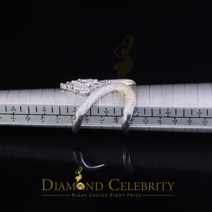DiamondCelebritees Sterling White Silver 2.00ct Cubic Zirconia Cocktail Floral Womens Ring Size 6.5