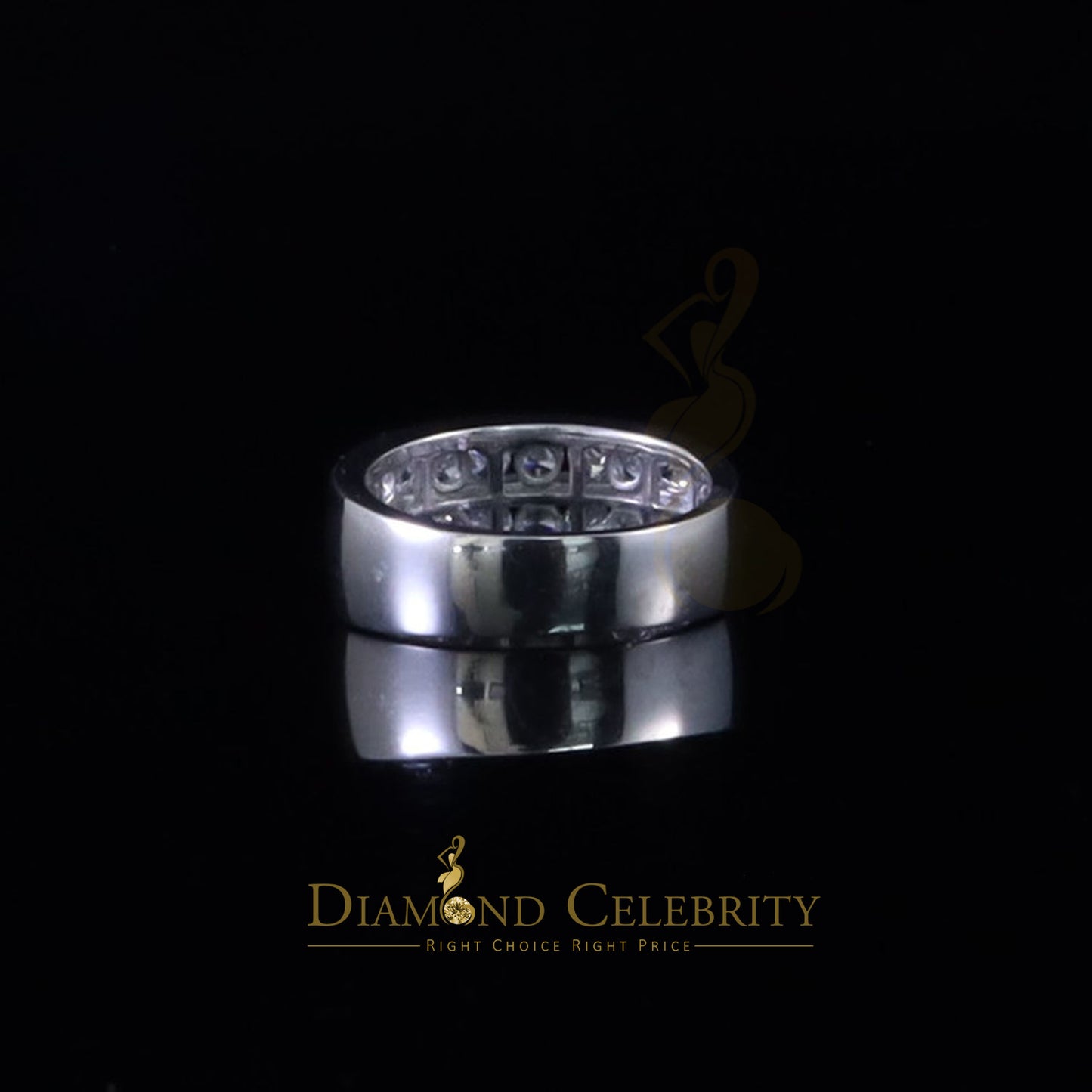 DiamondCelebritees Sterling White Silver Round 3.42ct Cubic Zirconia Round Men's Ring Size 10
