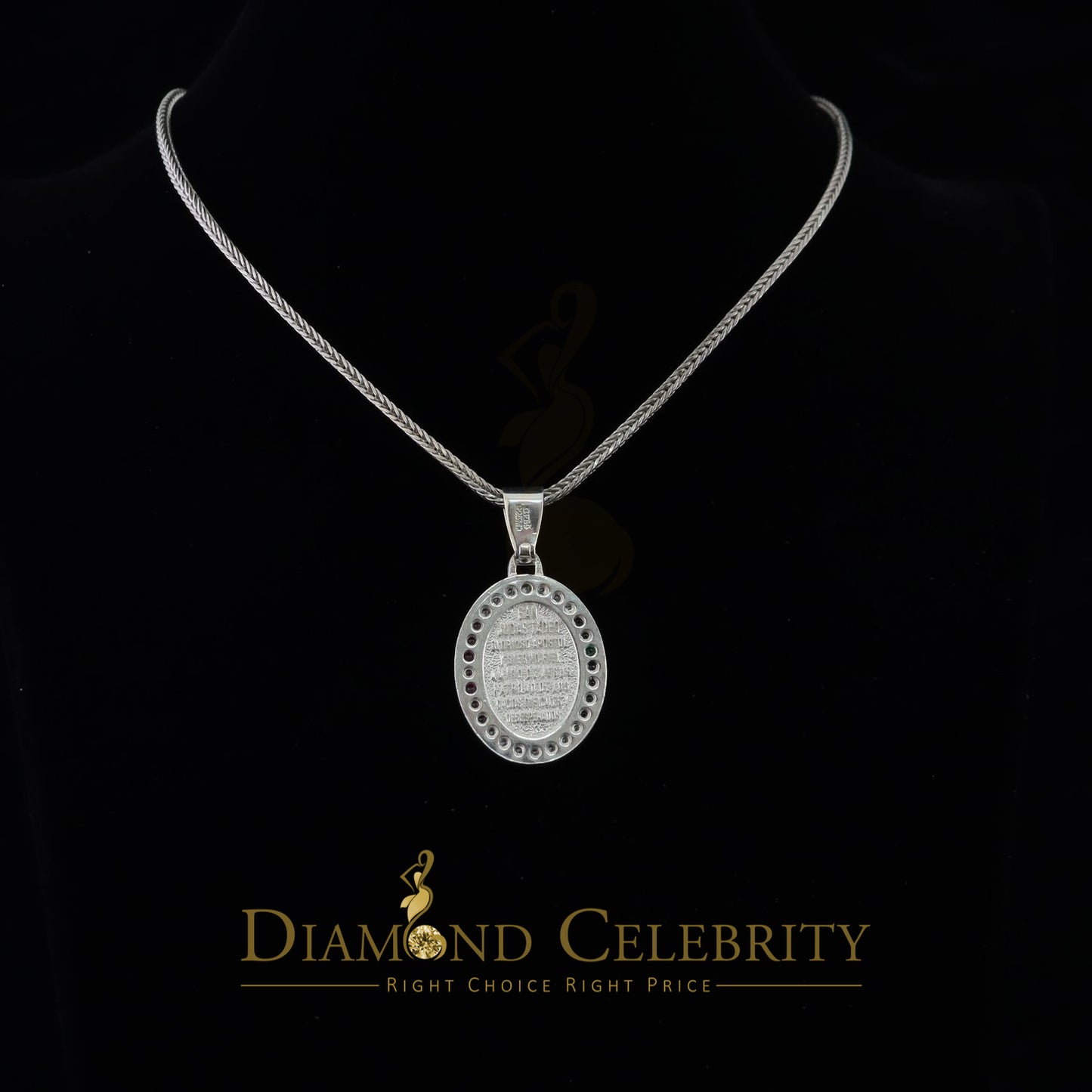 DiamondCelebritees 925 Sterling Silver St.Jude Multi Color CZ Men's/Women's Pendant White Religious