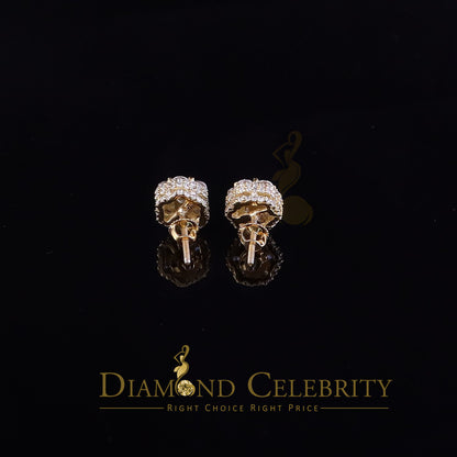 DiamondCelebritees  1.50ct Cubic Zirconia Sterling Yellow Silver For Men's / Women's Round Earring