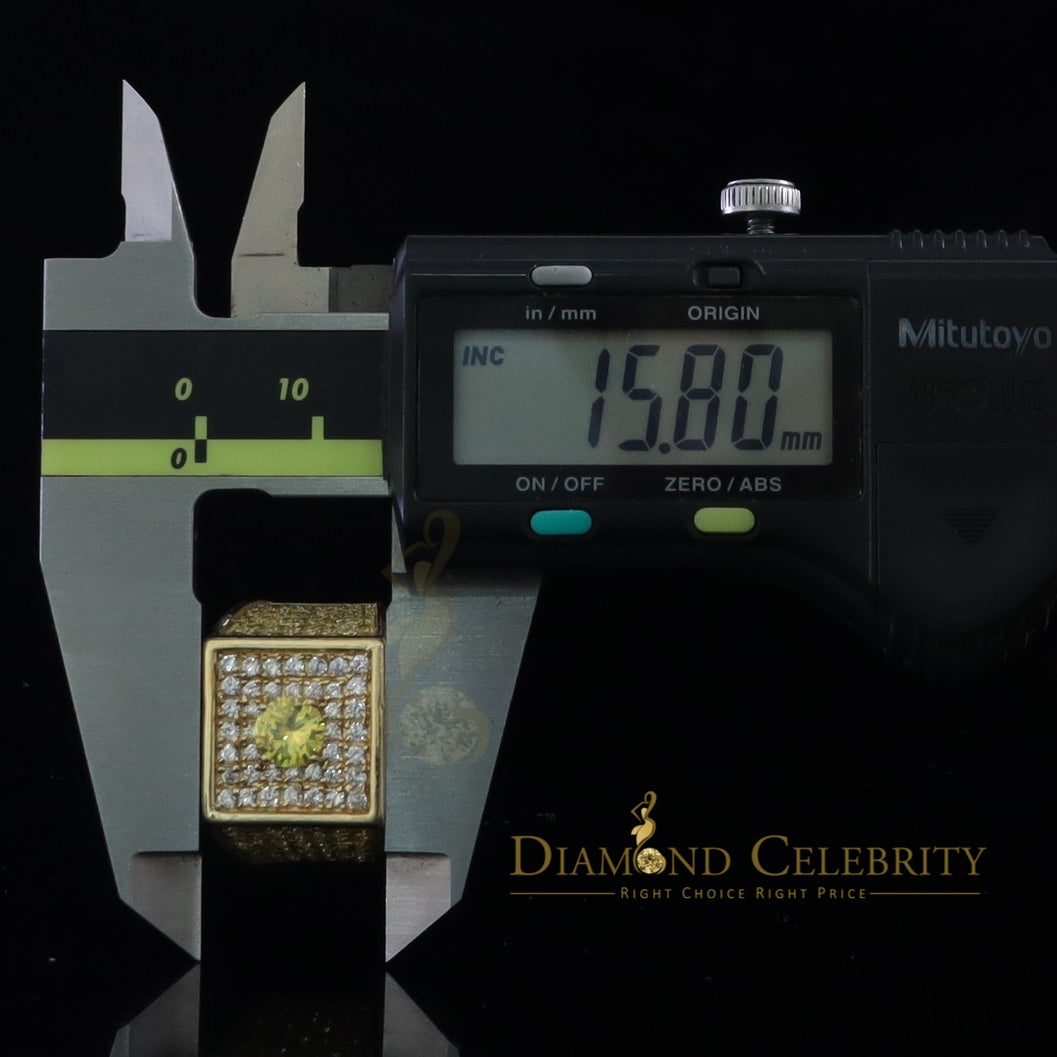 DiamondCelebritees 925 Sterling Yellow Silver Square Shape Cubic Zirconia 9.50ct Womens Ring Size7