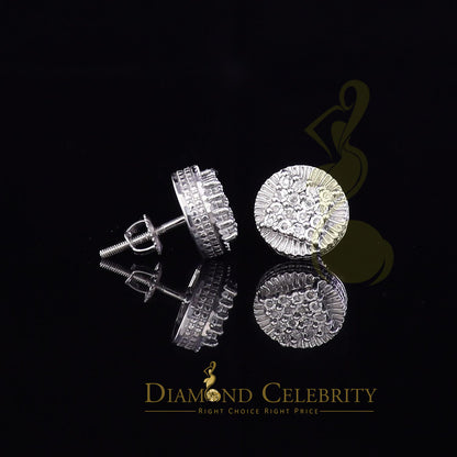 DiamondCelebritees 925 Sterling Silver White Hip Hop 0.15ct Diamond Men's & Women's Round Earrings