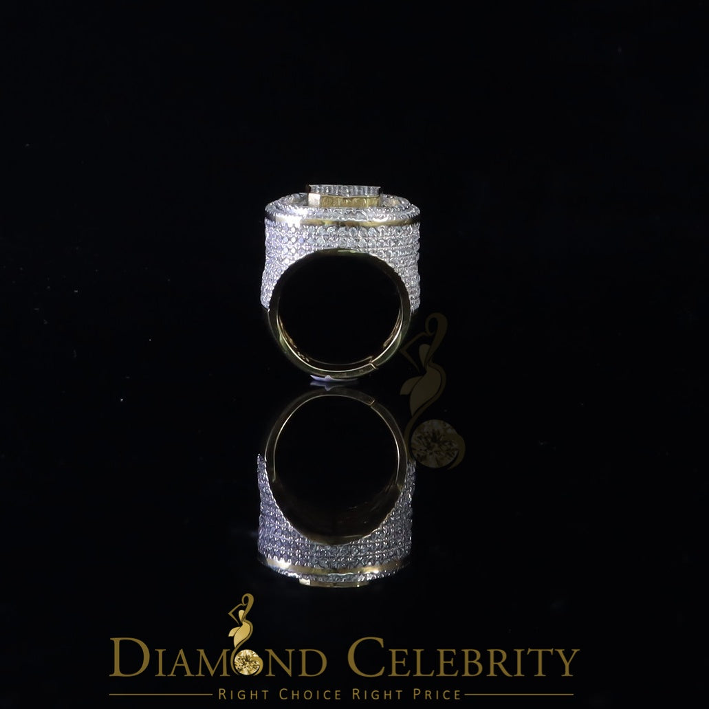 DiamondCelebritees White Sterling Silver11.50ct Cubic Zirconia Men's Adjustable Ring SZ 9.5 to11.5