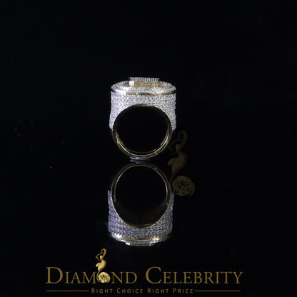 DiamondCelebritees White Sterling Silver11.50ct Cubic Zirconia Men's Adjustable Ring SZ 9.5 to11.5