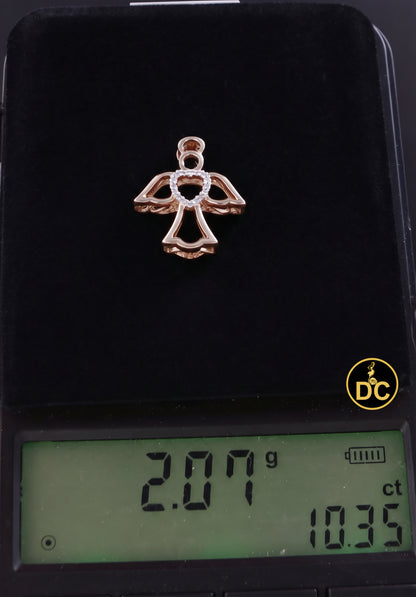 DiamondCelebritees  925 Silver Yellow Heart-Shaped Guardian Angel Pendant W/ Real 0.05CT Diamond