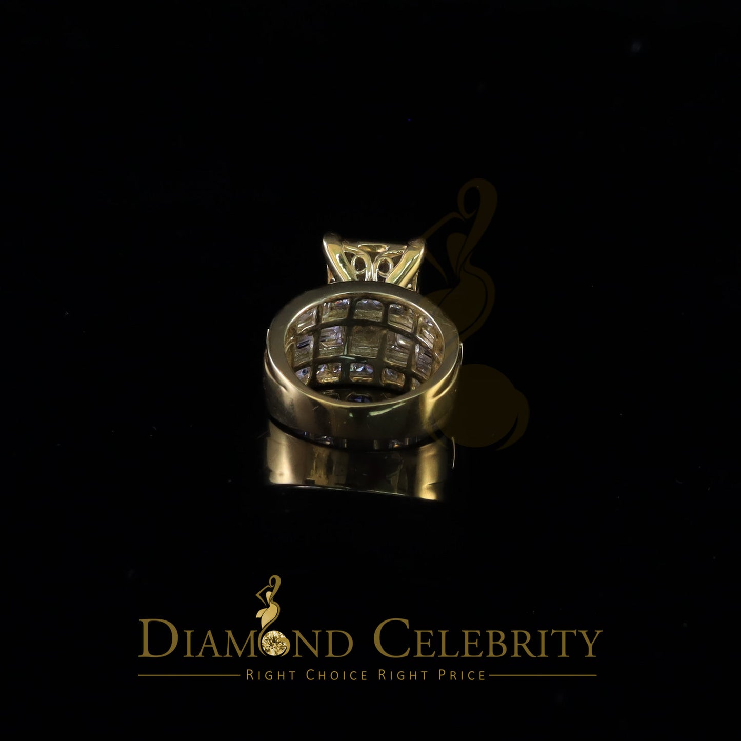 DiamondCelebritees 925 Yellow 5.82ct Cubic Zirconia Silver Cinderella Women's Ring SZ 7.5