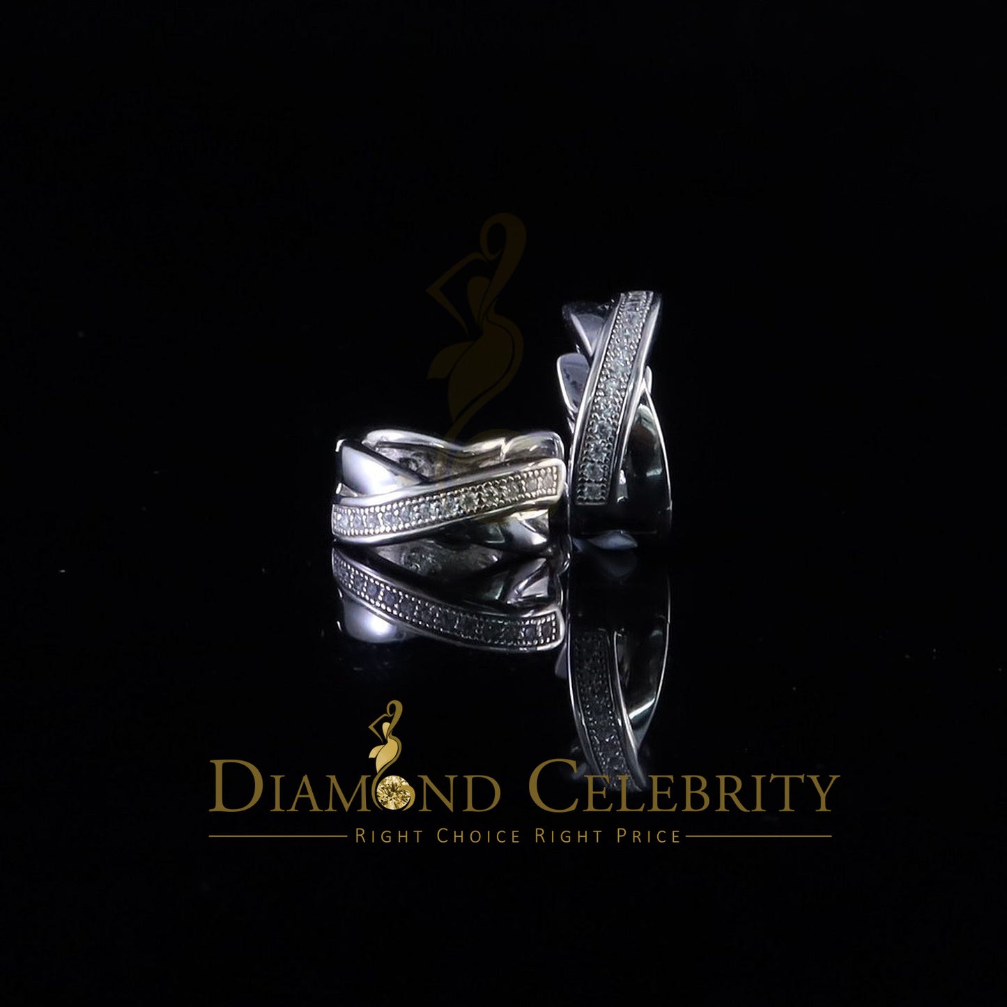 DiamondCelebritees  Mens hip hop white Gold 925 Sterling Silver Iced 1 row Huggie Hoop earrings