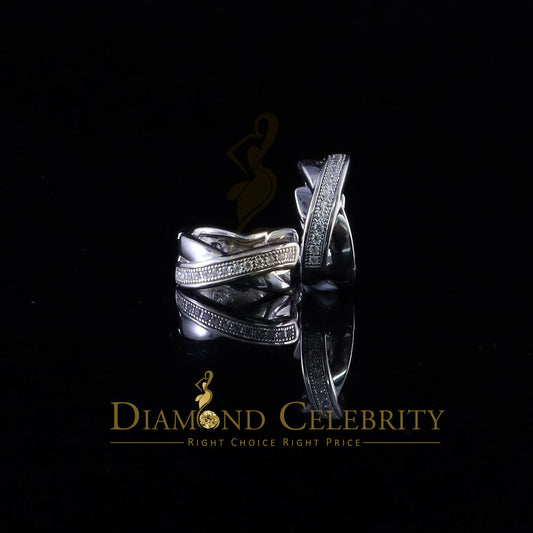 DiamondCelebritees  Mens hip hop white Gold 925 Sterling Silver Iced 1 row Huggie Hoop earrings