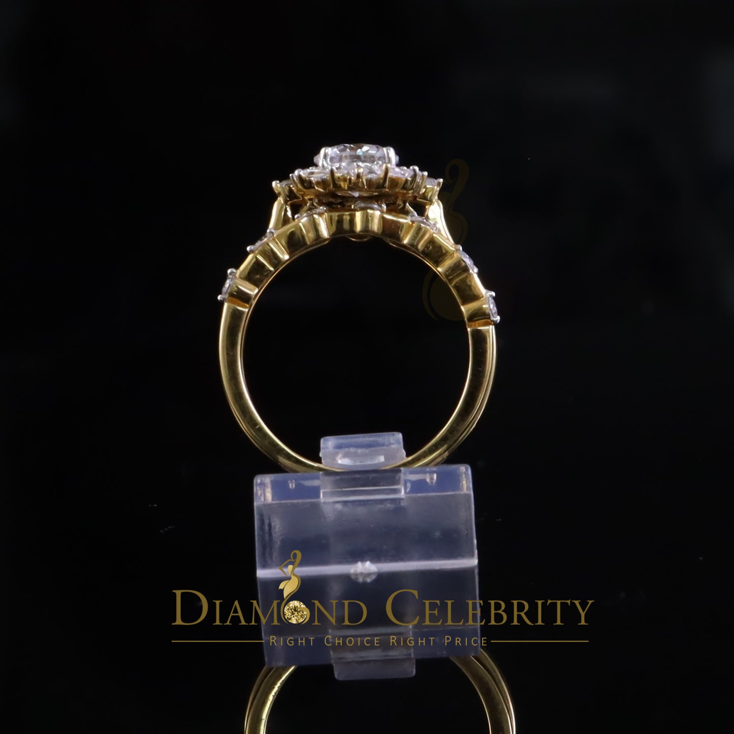 DiamondCelebritees New Solitaire Bridal Yellow Silver 1.25ct VVS D Moissanite Ring SZ 7 for Women