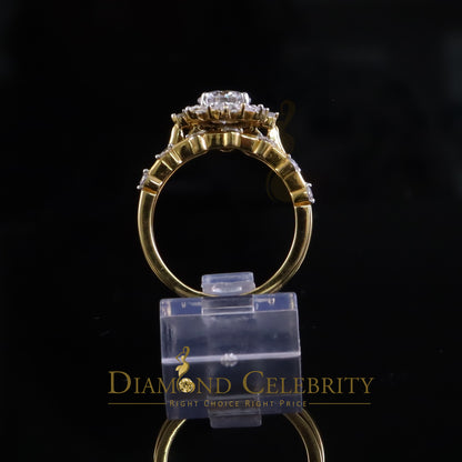 DiamondCelebritees New Solitaire Bridal Yellow Silver 1.25ct VVS D Moissanite Ring SZ 7 for Women