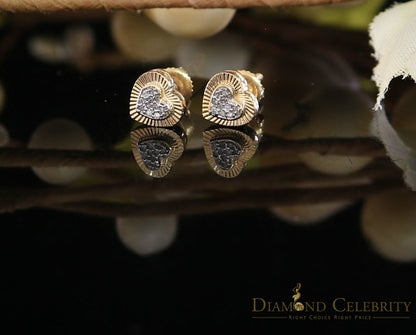 DiamondCelebritees 10K Real Yellow Gold with 0.05CT Real Diamonds Men's/Women's stud Heart Earrings