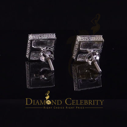 King Of Bling's 0.15ct Round Yellow Diamond 3D Square Earring 925 Sterling White Silver for men