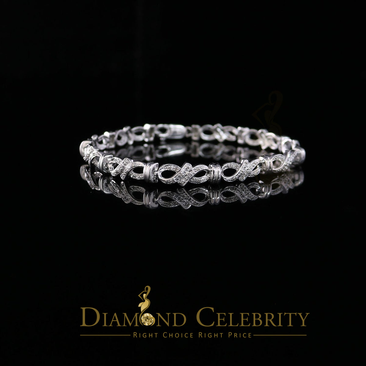 Diamondcelebritees 925 Sterling Silver White Bracelete Size 7 Inch with 0.22CT Genuine Diamonds