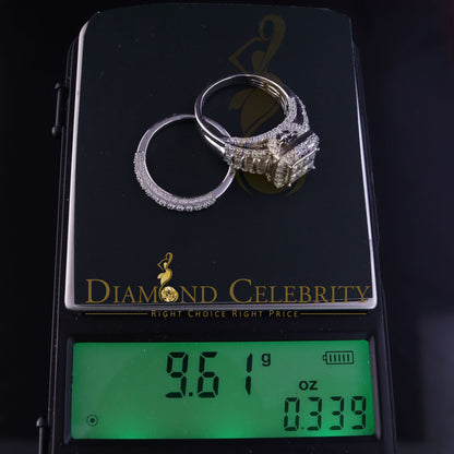 DiamondCelebritees 3.89ct Cubic Zirconia Sterling White Silver Square Engagement Womens Ring Size 7