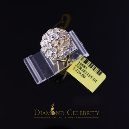 DiamondCelebritees 0.10CT Real Diamond 925 Sterling White Silver Womens Floral Ring Size 6.75