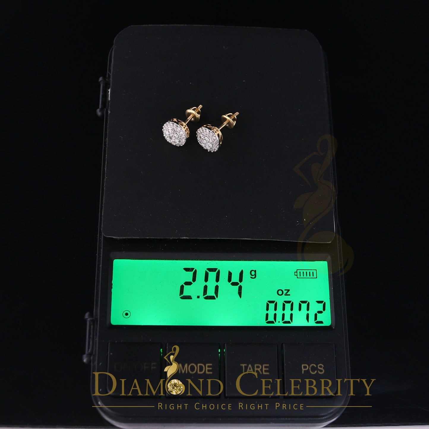 DiamondCelebritees Beautiful 10K Real Yellow Real Diamond 0.55CT Men's/Women's Stud Round Earring