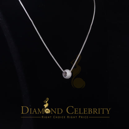 DiamondCelebritees Women's Fancy White Big 925 Sterling Silver Slide Ball Pendant W/ Cubic Zirconia