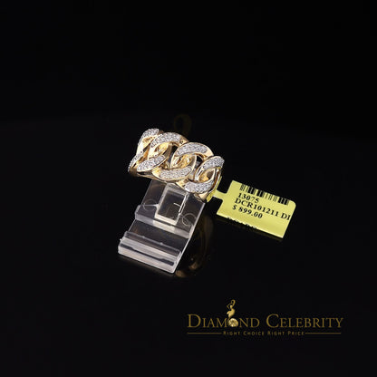 DiamondCelebritees 925 Sterling Silver Yellow Womens Ring Size 8 With Miami Cuban 0.33 CT Diamond