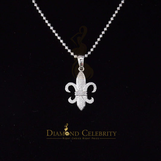 DiamondCelebritees White 925 Fleur de Lis Shape Sterling Silver Pendant with 0.50ct Cubic Zirconia