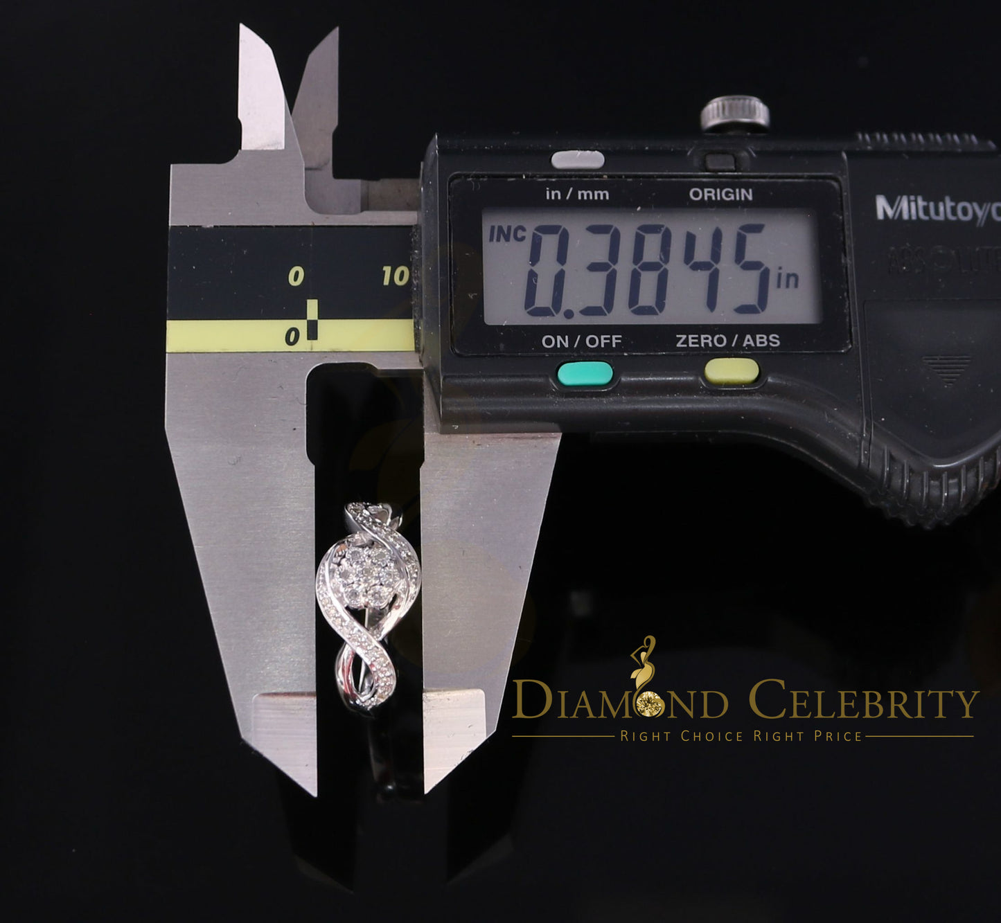 DiamondCelebritees 0.15 CT Real Diamond 925 Sterling Silver White Geometrical Womens Ring Size 7