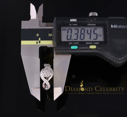 DiamondCelebritees 0.15 CT Real Diamond 925 Sterling Silver White Geometrical Womens Ring Size 7