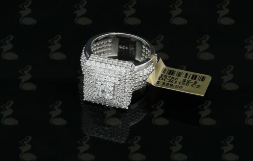 DiamondCelebritees 925 Silver White 8.50ct Cubic Zirconia Wide Square Womens Engagement Ring SZ 7.5