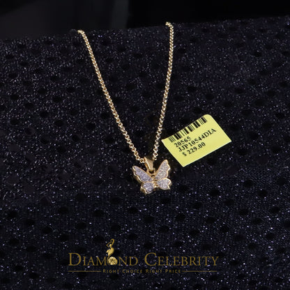 DiamondCelebritees  0.10CT Real Diamond 925 Sterling Silver with Butterfly Yellow Necklace Pendant