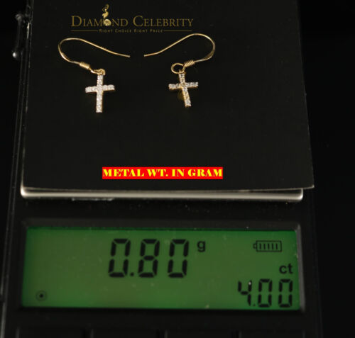 DiamondCelebritees  Yellow 925 Silver 0.27ct Cubic Zirconia Men's & Women's Dangling Cross Earrings