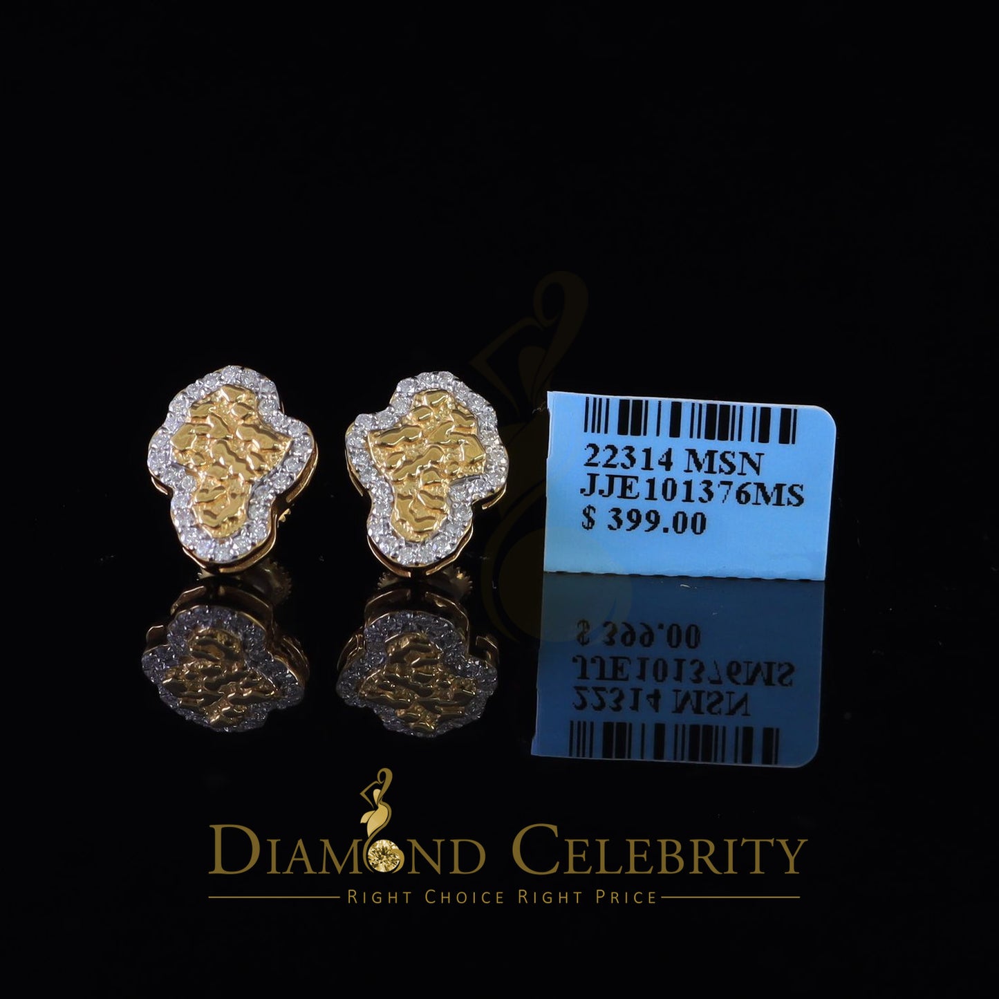 DiamondCelebritees 1.00ct Moissanite Yellow 925 Sterling Silver Women's Nugget Earrings