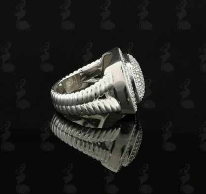 DiamondCelebritees 925 Silver White 2.00ct Cubic Zirconia Wide Square Albion Womens Ring Size 8