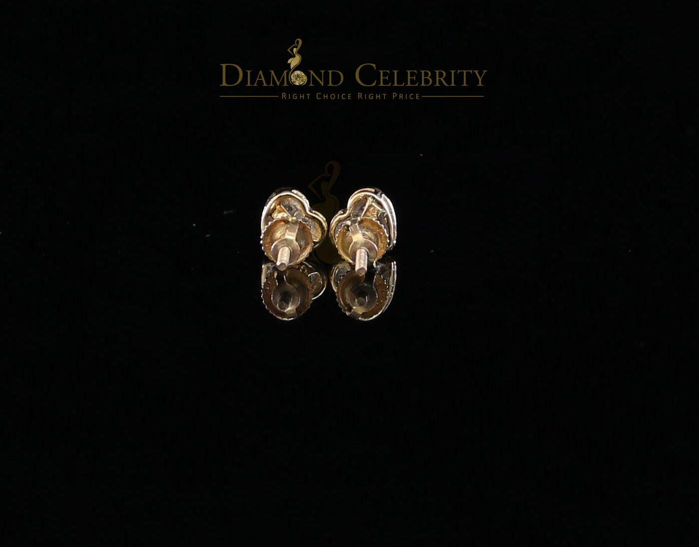 DiamondCelebritees 10K Real Yellow Gold with 0.05CT Real Diamonds Men's/Women's stud Heart Earrings